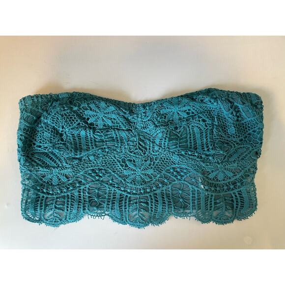 FP One Tops - Free People One Lumi Smocked Crochet Strapless Bandeau Top, Size Large